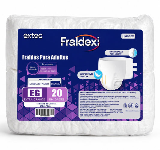 20 un. Fralda para adultos Fraldexi - Rápida absorção (EG)