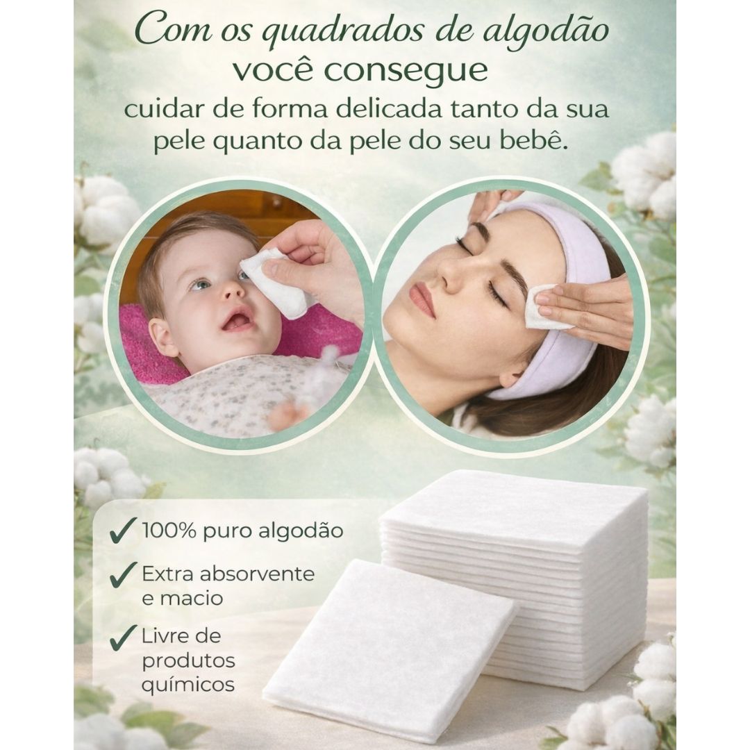 300Un Algodão Quadrado para Bebê Macio e Seguro Uso Diário