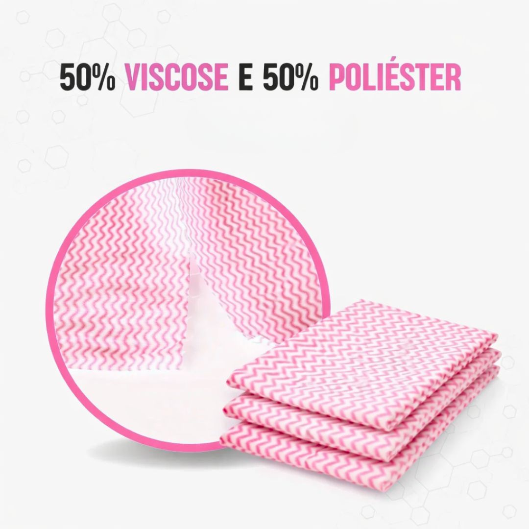 100un Pano de Limpeza Rosa PanoFlex 19x23cm Alta Absorção Multiuso