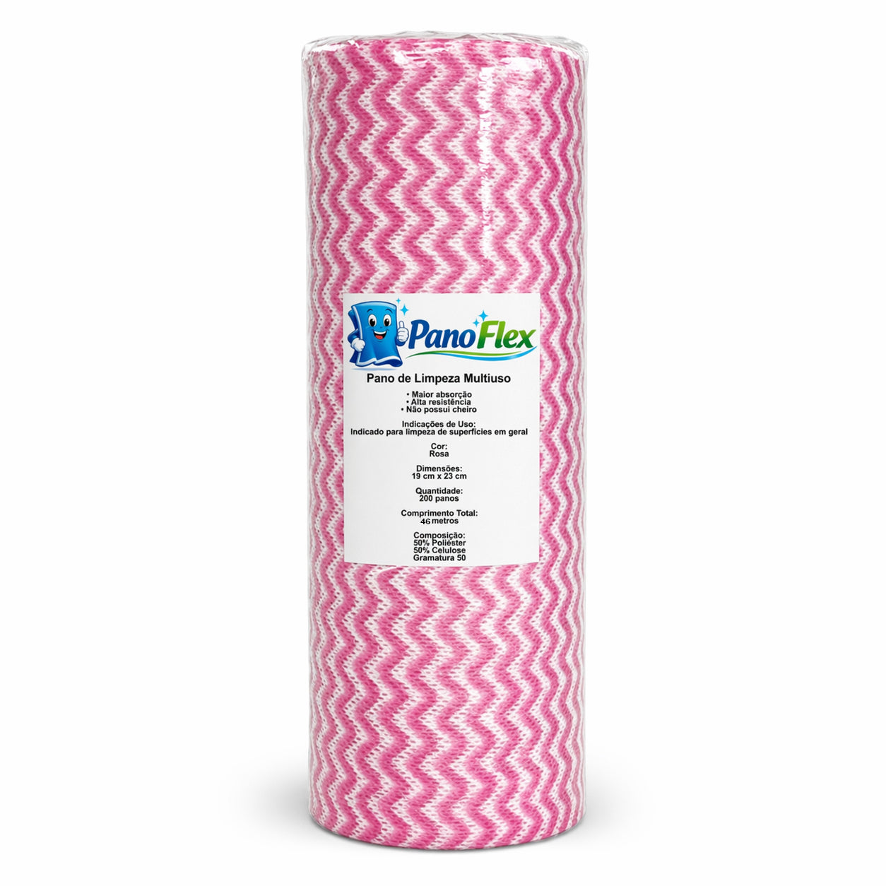 200un Pano de Limpeza Rosa PanoFlex 19x23cm Alta Absorção Multiuso