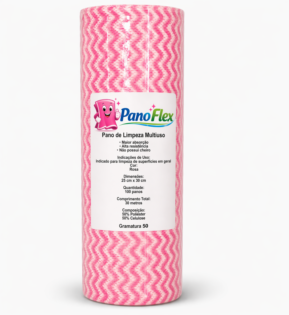 100un Pano de Limpeza Rosa PanoFlex 25x30cm Alta Absorção Multiuso