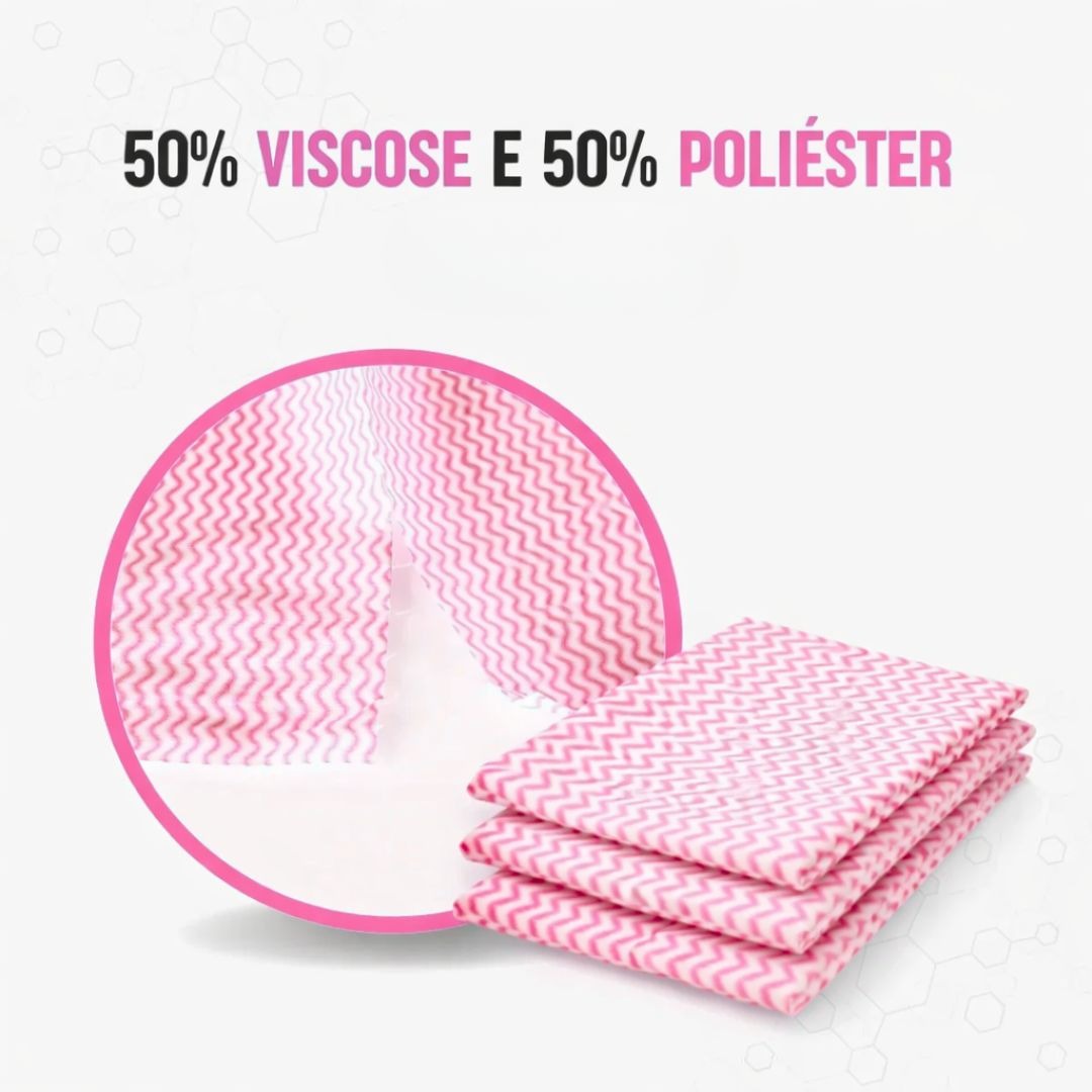 50un Pano de Limpeza Rosa PanoFlex 50x28cm Alta Absorção Multiuso