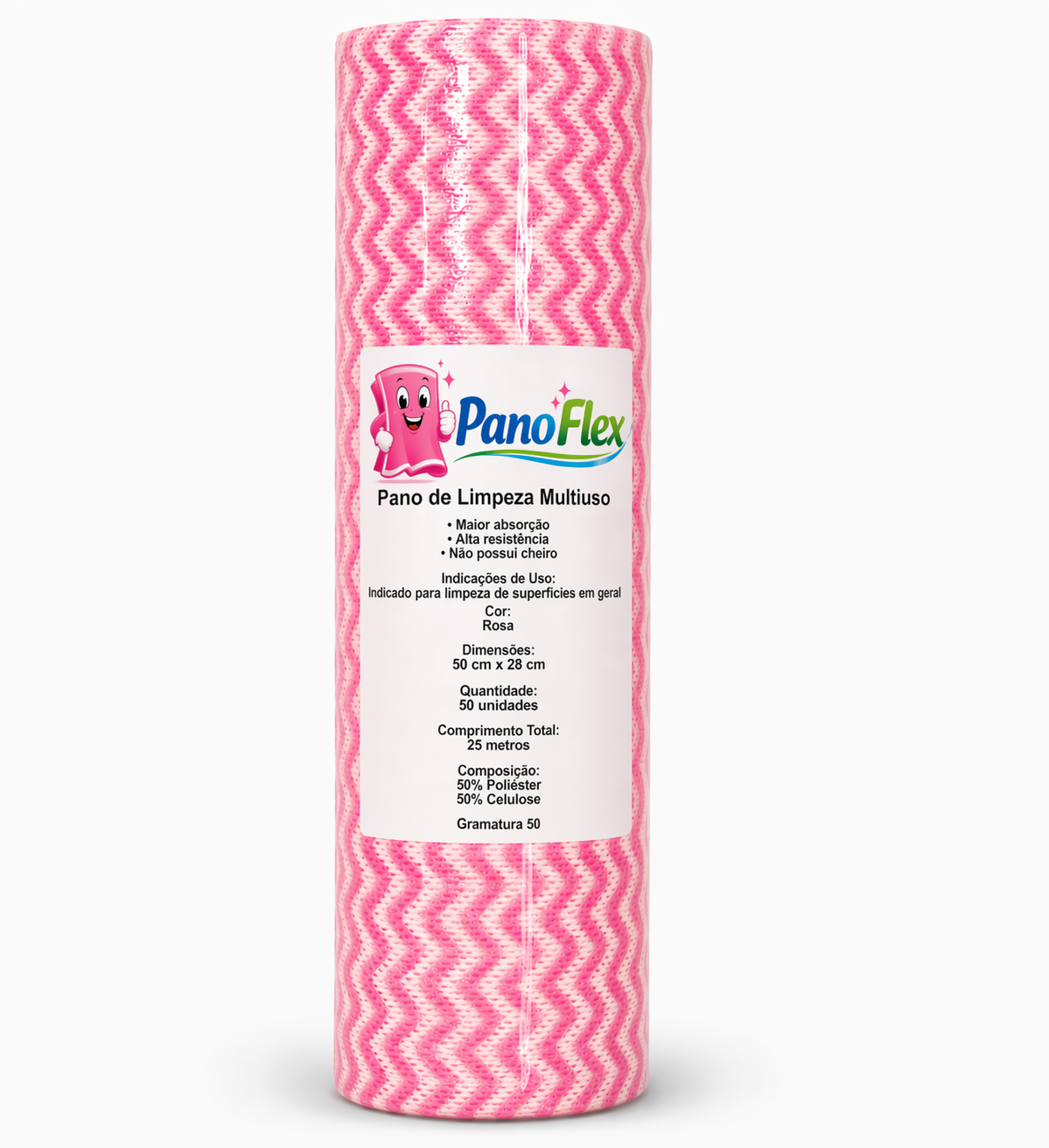 50un Pano de Limpeza Rosa PanoFlex 50x28cm Alta Absorção Multiuso
