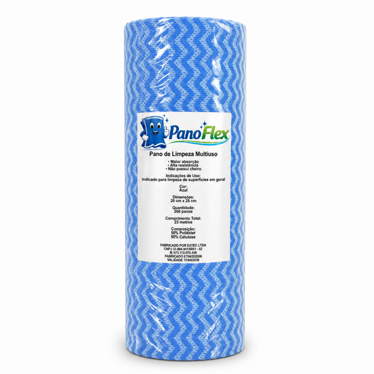 100un Pano de Limpeza Azul PanoFlex 20x25cm Alta Absorção Multiuso