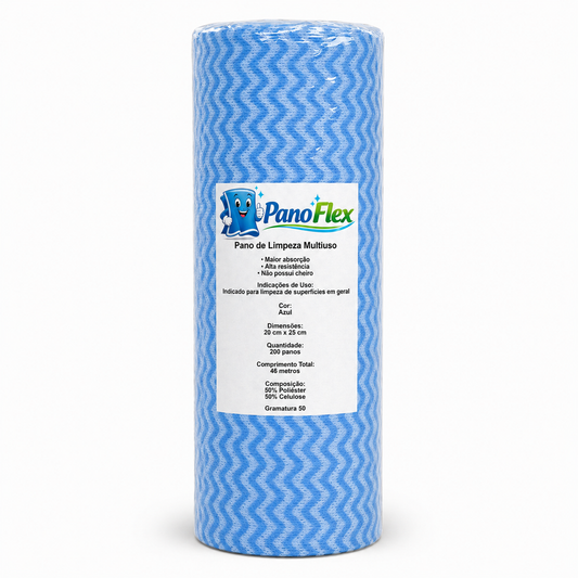 200un Pano de Limpeza Azul PanoFlex 20x25cm Alta Absorção Multiuso