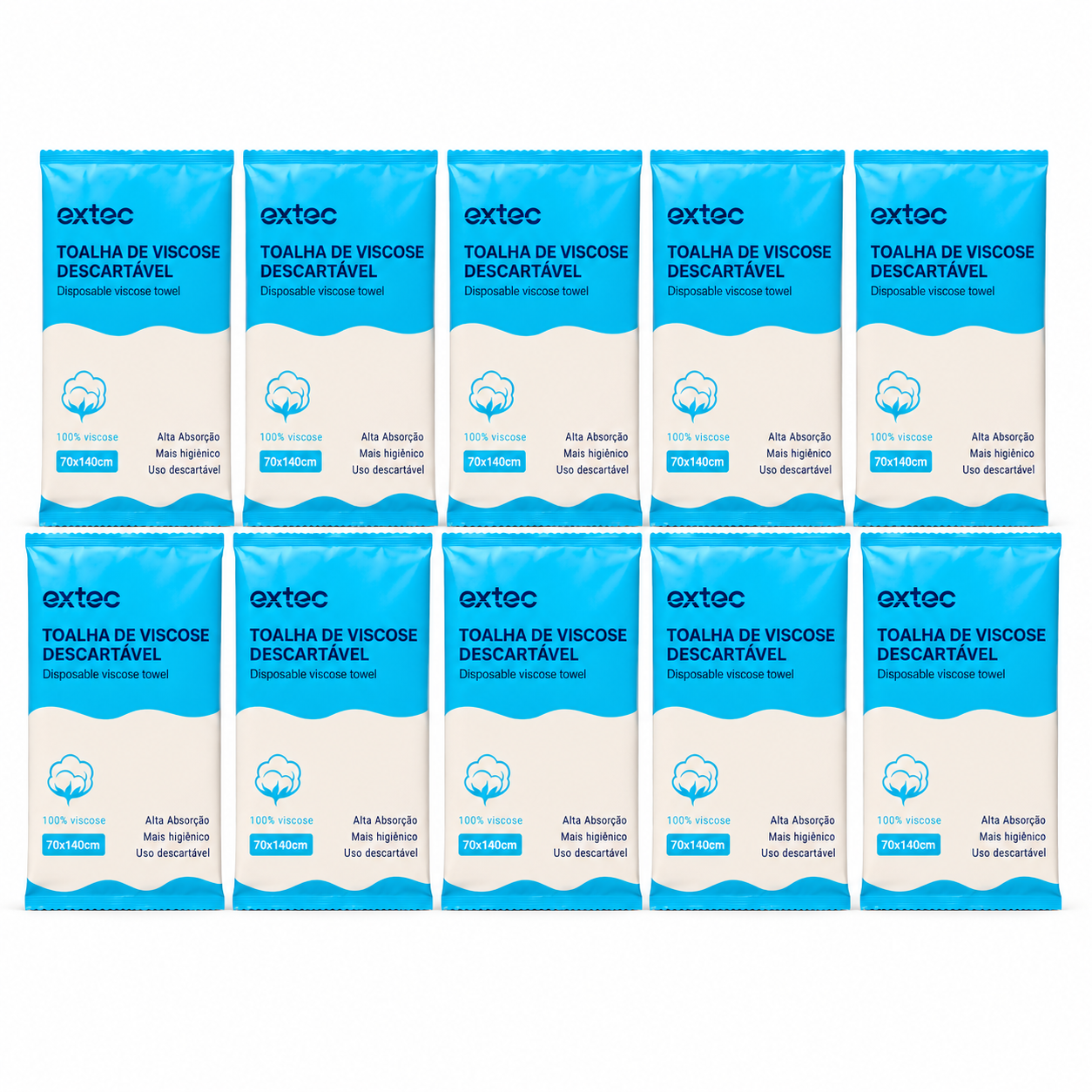 10 un. Toalha de viscose descartável alta absorção higiênico descartável unitário 70 x 140