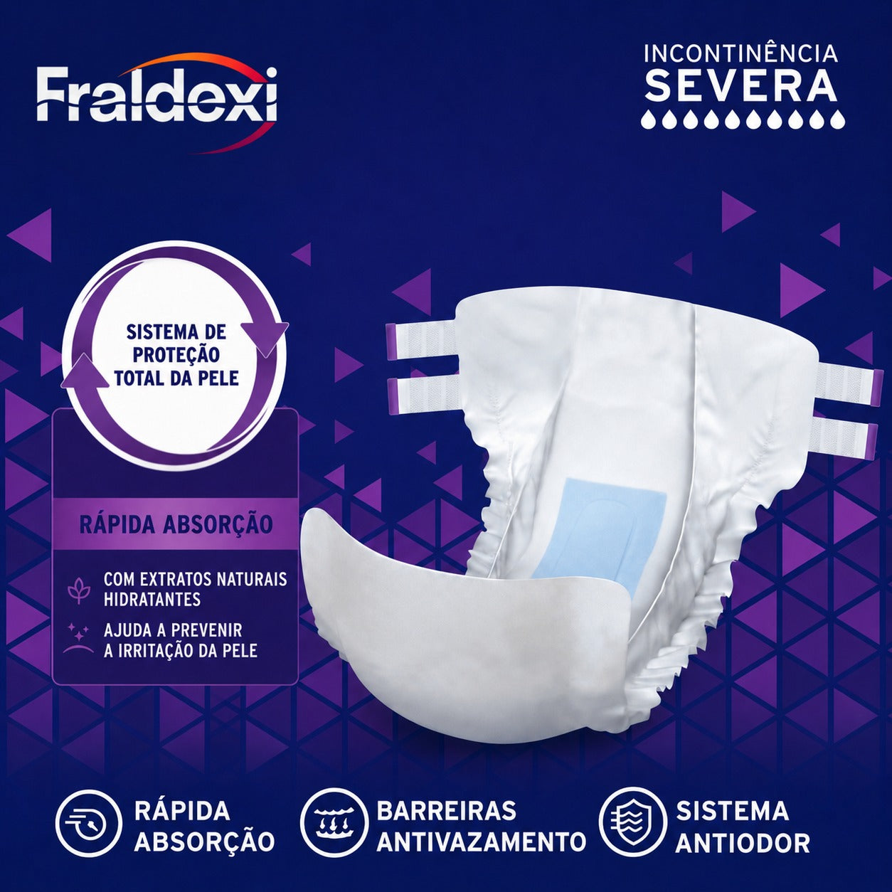 20 un. Fralda para adultos Fraldexi - Rápida absorção (EG)