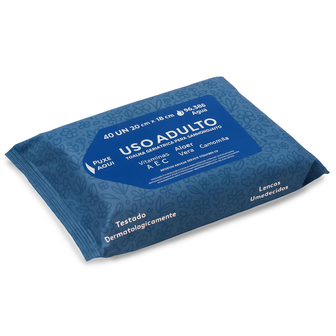 80un Lenço Umedecido Geriatrico Banho Leito Higiene Corpo