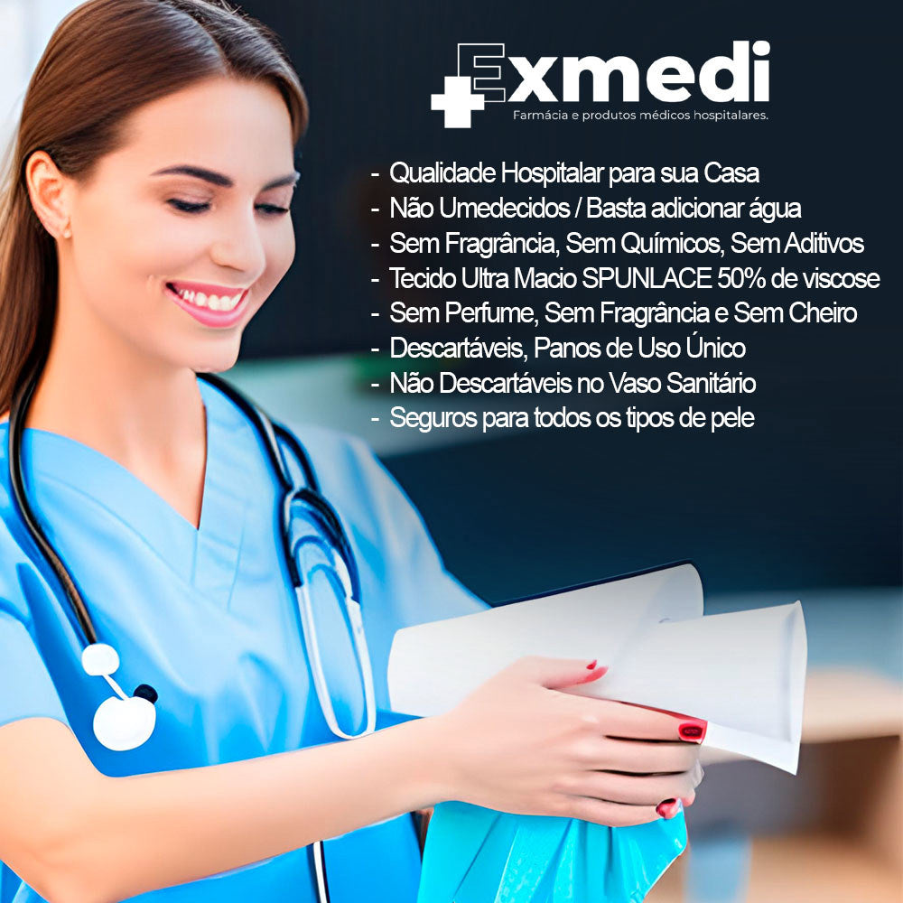 50 un Lenços ou Toalhas para banho e limpeza corporal Exmedi