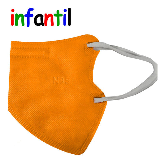 10un Máscara Infantil 5 Camadas (N95 / KN95 / PFF2) (Laranja)