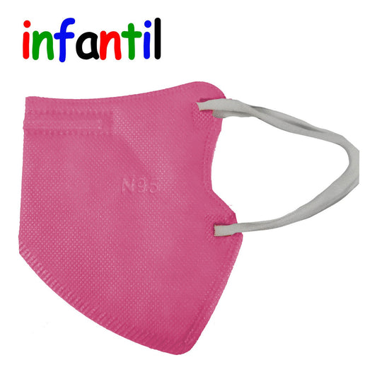 10un Máscara Infantil 5 Camadas (N95 / KN95 / PFF2) (Rosa)