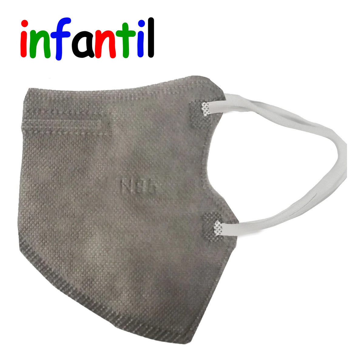 10un Máscara Infantil 5 Camadas (N95 / KN95 / PFF2) (Cinza)