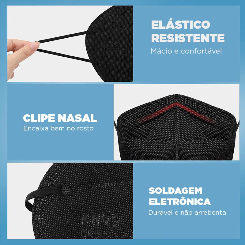 10un Máscara Adulto 5 Camadas - N95 / KN95 / PFF2 / FFP2 - VINHO - Proteção Eficiente e Confortável para Uso Diário