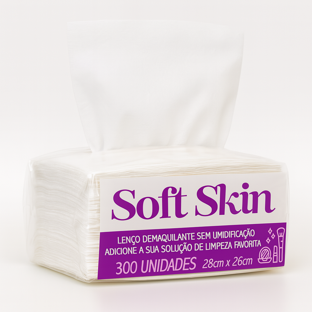 300un Lenço demaquilante de limpeza pele Soft Skin