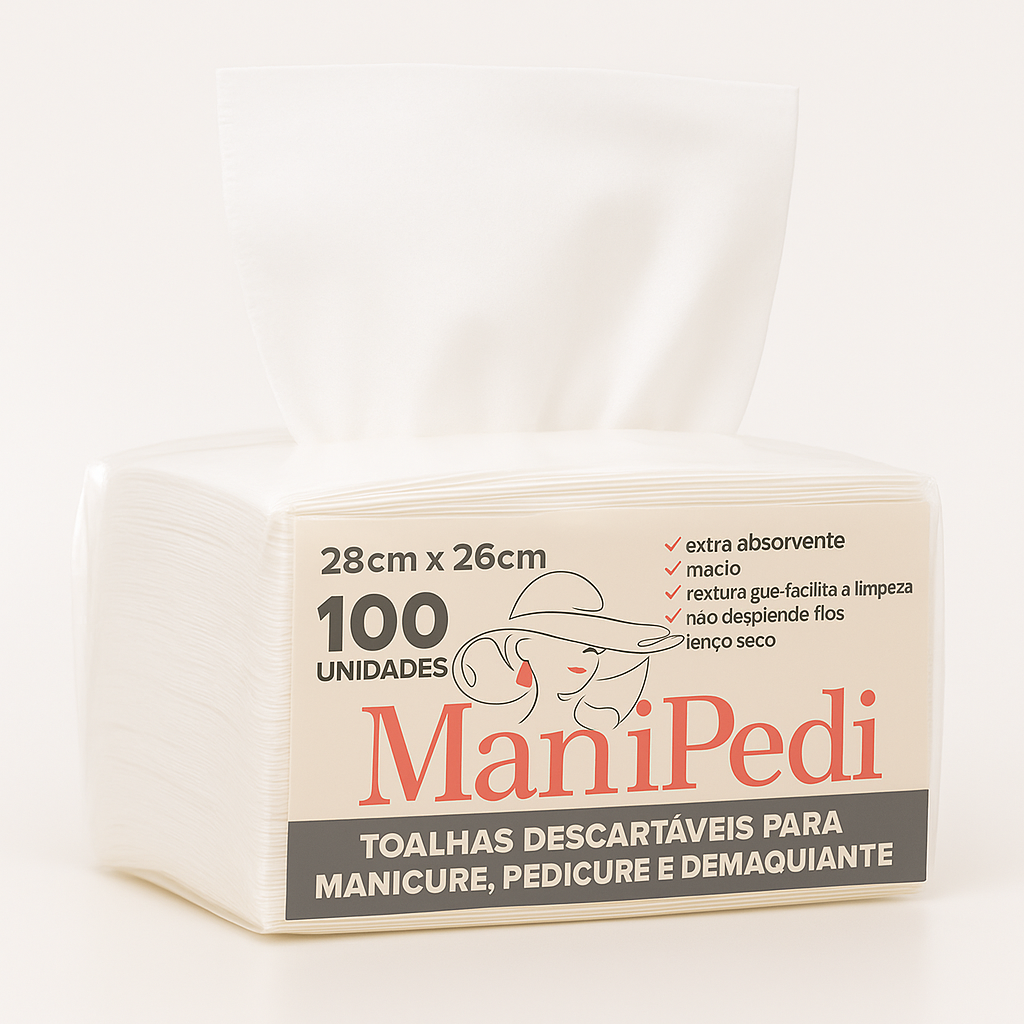 100un Toalha Descartável Manicure Pedicure 28x26cm Viscose