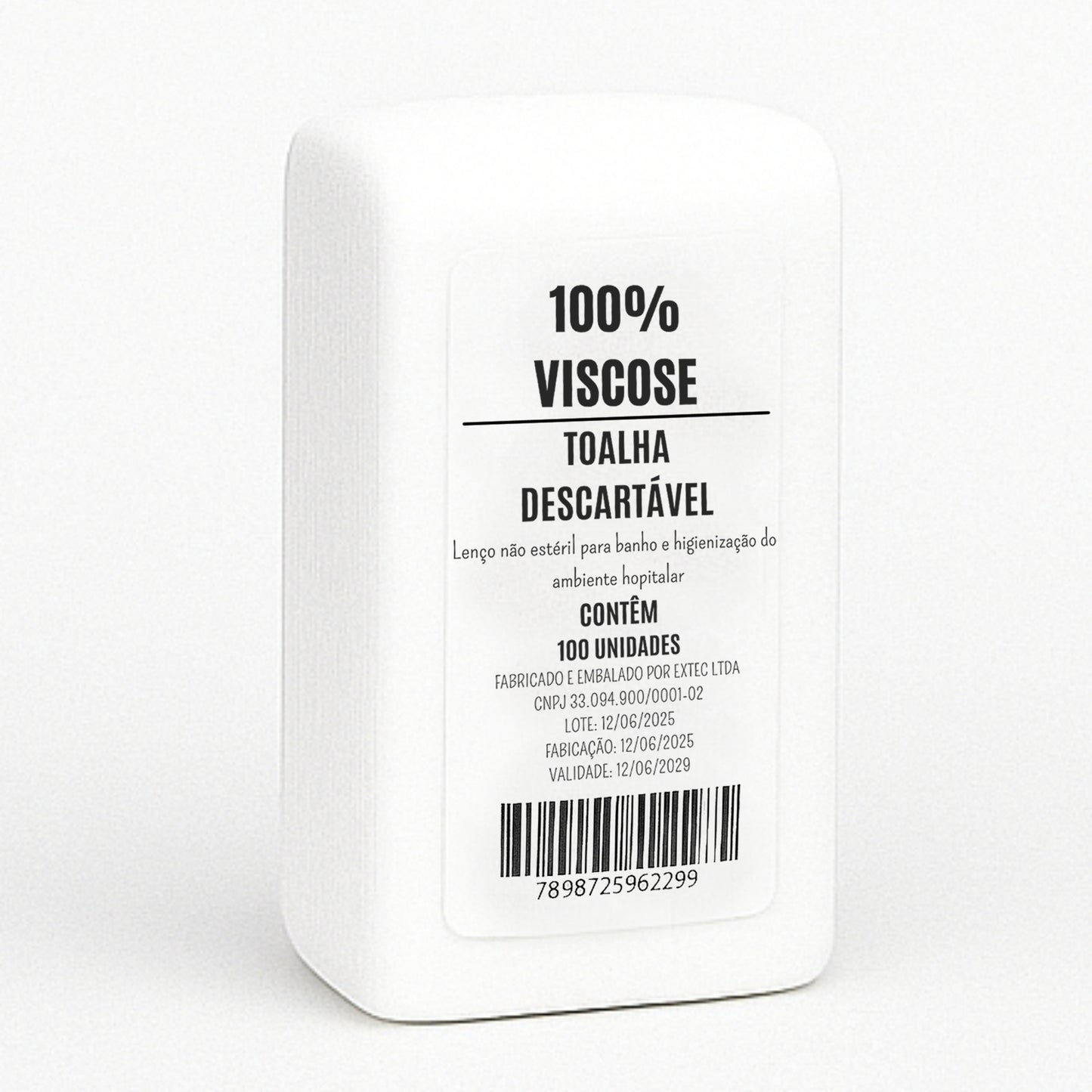 100un Toalha lenço 100% Viscose Absorvente - Para casa e Uso diário