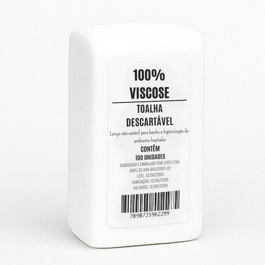100un Toalha lenço 100% Viscose Absorvente - Para casa e Uso diário