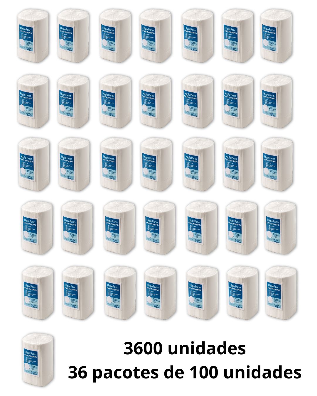 3600un Lenço HigiePano Multiuso  - Toalha para Banho no Leito e Limpeza Corporal