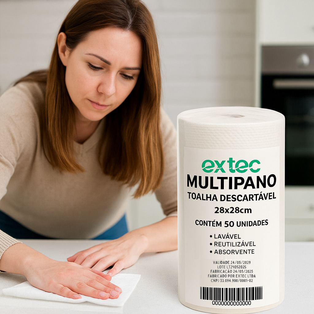 Toalha Descartavel Rolo Multipano 28x28 Wiper Limpeza 50 Un