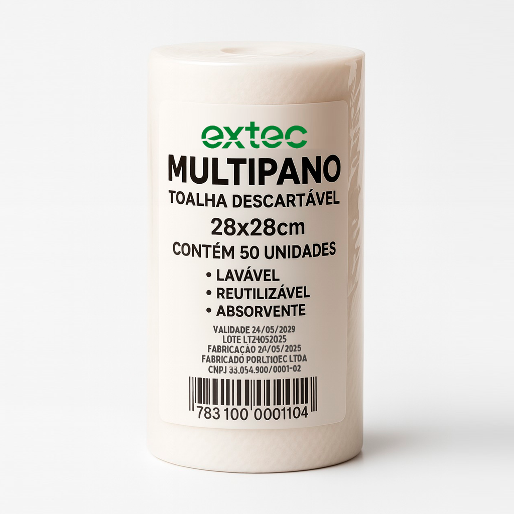 Toalha Descartavel Rolo Multipano 28x28 Wiper Limpeza 50 Un