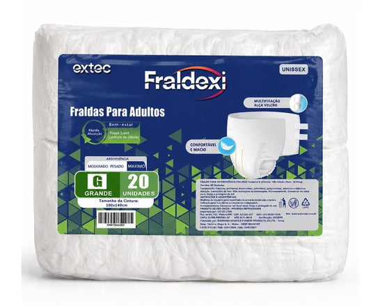 20 un. Fralda para adultos Fraldexi - Rápida absorção (G)