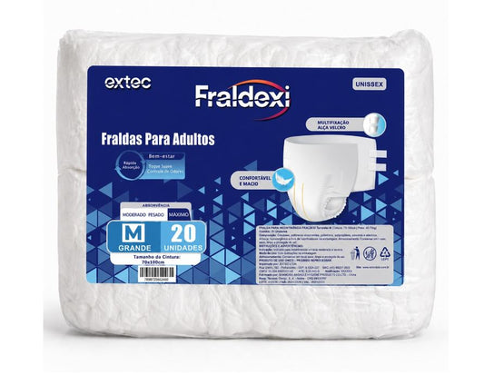 20 un. Fralda para adultos Fraldexi - Rápida absorção (M)