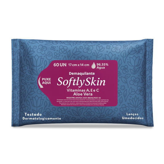 Demaquilante 64 UN Lenço Umedecido UN Softly Skin c/Vitamina